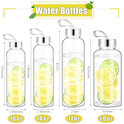 Zubebe 20 Pcs 10 Oz Water Bottles Bulk Reusable Clear Juice Bottles With Stainless Steel Leak Proof Lids Nylon Carrying Strap Plastic Shaker Bottles For Diy Fall Halloween Christmas Party Favors thumb #2