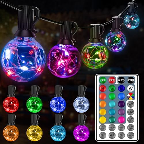 Ollny Christmas Lights 30FT 30Bulbs, RGBW Color Changing Outdoor ...