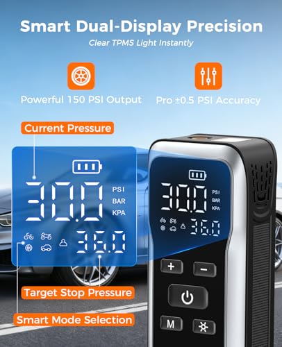 JUSUOX Tire Inflator Portable Air Compressor Dual Power Pump - image 4