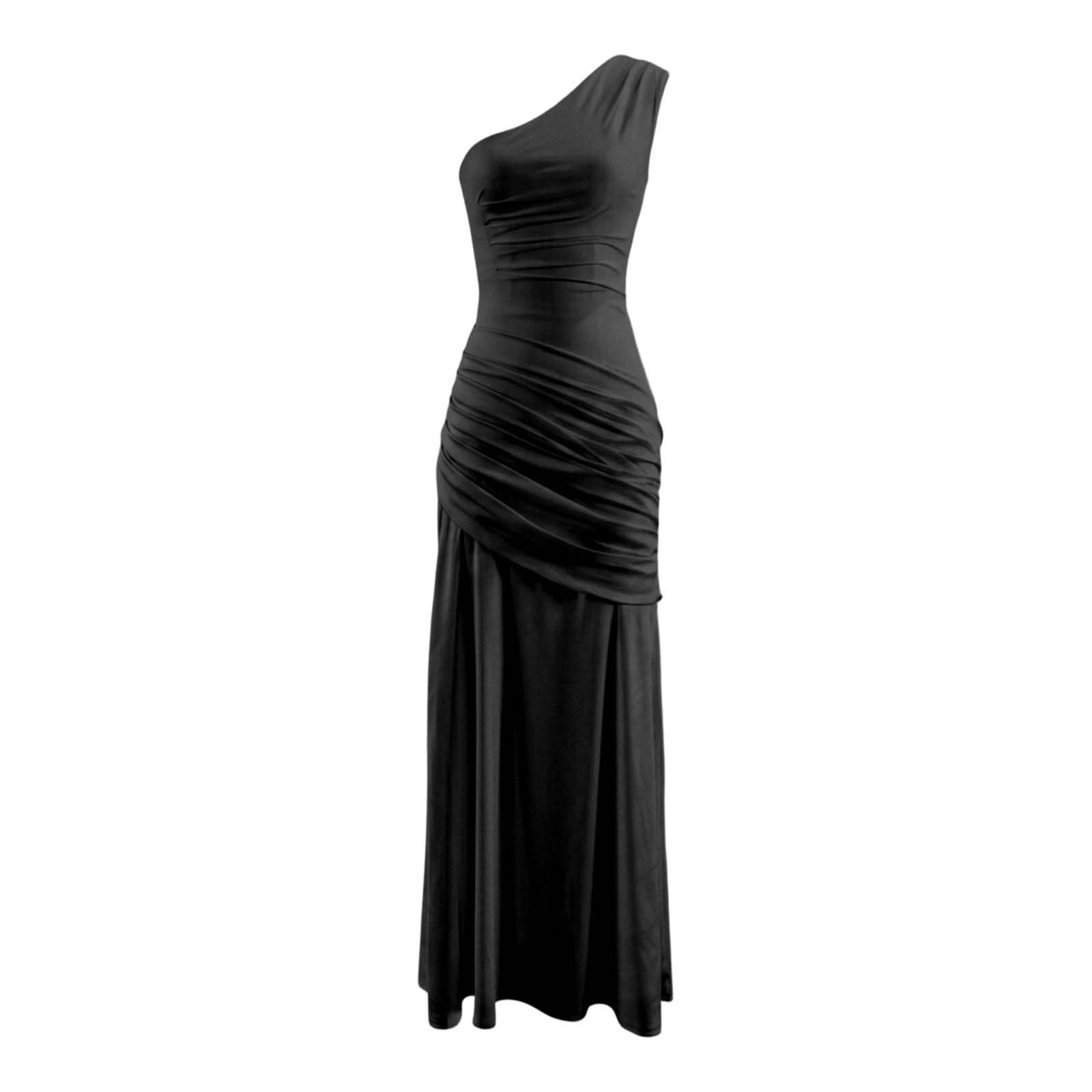 Générique Robe de soirée Longue sans Manches en Satin froncé pour Mariage, fête, Robe Longue en Satin