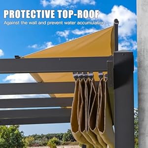 Domi outdoor living 9 x 13 outdoor retractable pergola against the wall with weather resistant canopy aluminum garden pergola patio grill gazebo for courtyard  urban country home decor