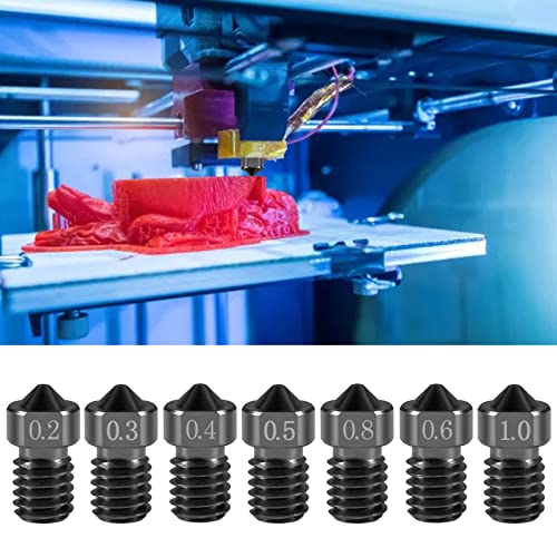 Umlife 16Pcs Hardened Steel Nozzle 0.2Mm，0.3Mm，0.4Mm，0.5Mm. 0.6Mm，0.8Mm,1.0Mm Works With E3D V6 V5 Hotend Extruder Printer Ender3 E3D Hot End Titan Extruder Prusa I3 For 3D Printer 1.75Mm Filament #TOP2