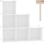 C&AHOME Organisateur de stockage cube, 6-Cube Unités, Cabinet de placards, DIY Étagère de livre modulaire en plastique, idéal pour la chambre, salon, bureau, 36.6" L x 12.4" W x 36.6" H Laiteux UPCS06M
