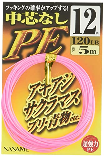 Sasame Needle N-215 PE Line, Craftsmanship No Core PE 16.4 ft (5 m), No. 12, 120 lbs, Pink