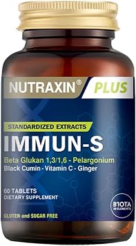 Nutraxin Plus Immun-S 1,3-1,6 Beta-Glukan 60 Tablet Takviye Edici Gıda (2 paketi)