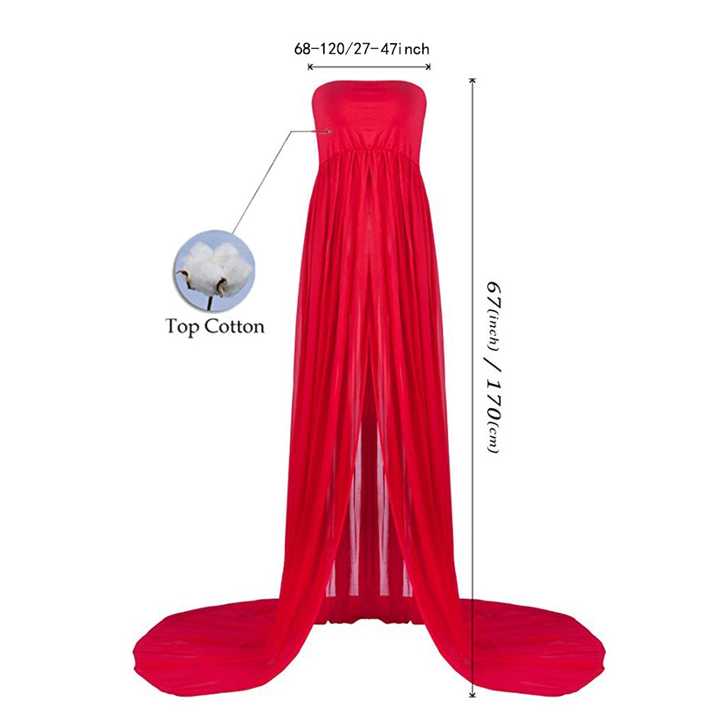xuanranUK Abiti di Gravidanza Vestiti in Chiffon da protagonisti delle Donne di Pregnants di Fotografia Fuori dai Vestiti dalle Spalle, Gonne fotografiche di maternità (Rosso)