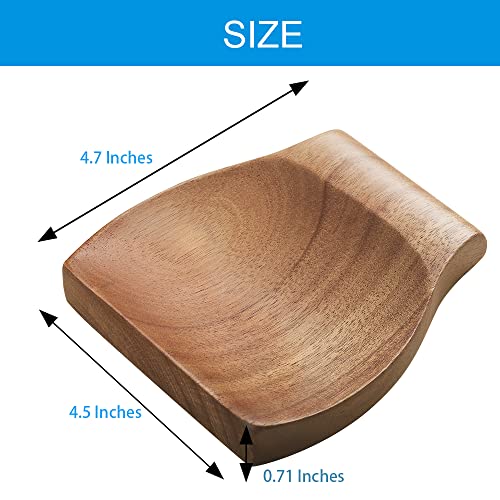 Image of Wooden Spoon Rest For Kitchen Utensils, 4.7x4.5 Inch, Natural Acacia Wood Spoon Spurtle Set Holder For placing Kitchen Tool, Cooking Ladle, Spatulas, Tongs, Fork on Stovetop Table Desk