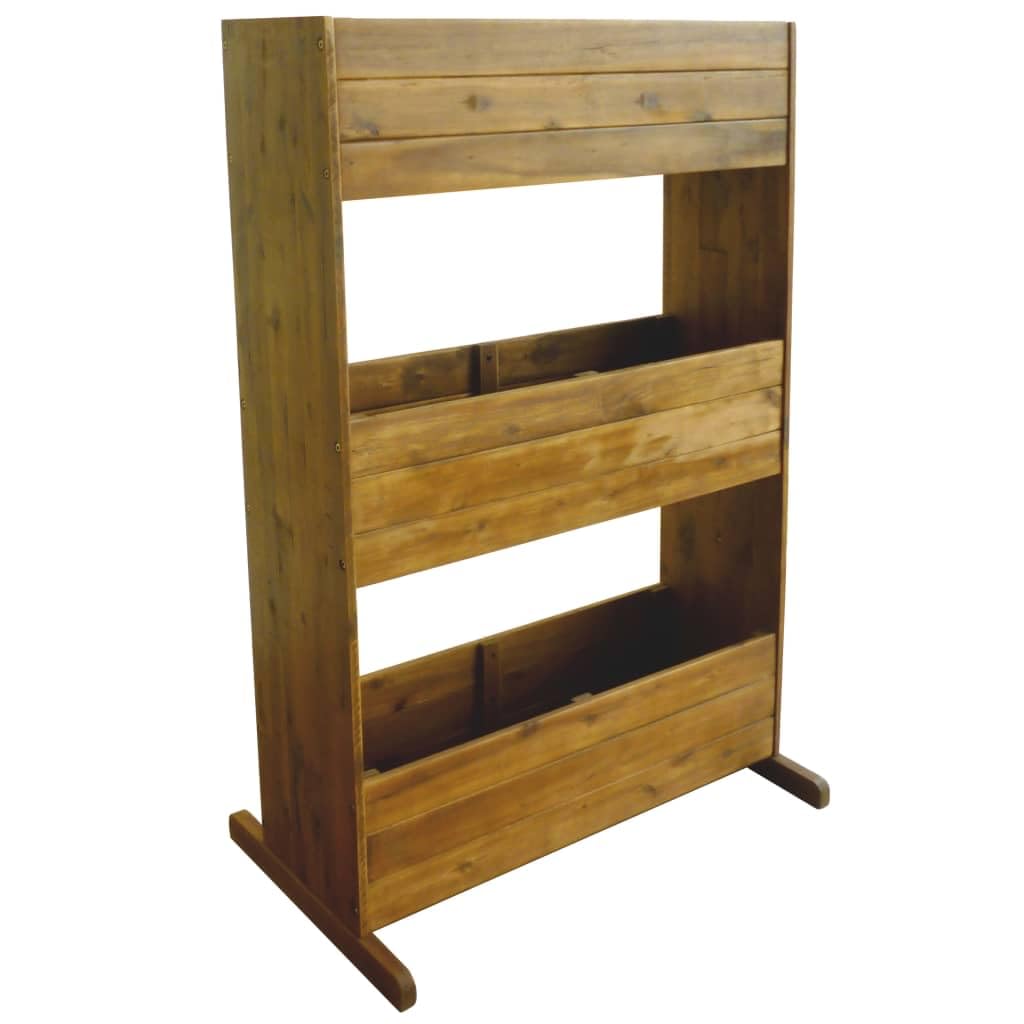 3-stufiges Garten-Hochbeet aus Akazie Massivholz, rustikaler Pflanzkübel und Blumentreppe für Pflanzen und Blumen, Pflanzer mit 3 Ablageböden für Garten, Balkon und Terrasse, 70x41x115 cm