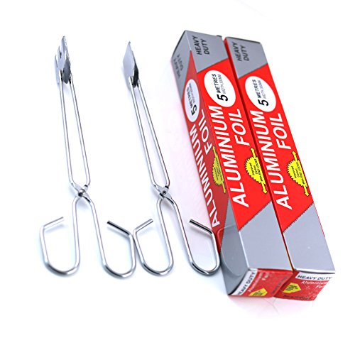 Rearand - Carpeta de barbacoa multifunción, alargada, con clip de carbón y parrilla de papel, papel de aluminio, paquete de alimentos para cocinar, casa o al aire libre