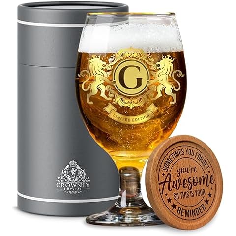 CROWNLY CRYSTAL® Personalised Beer Glass Gift Cover