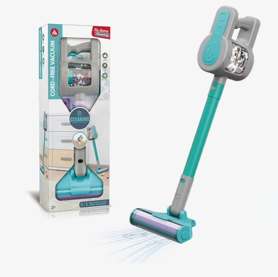 SGM615 Kids 4-in-1 Cleaning Set With Toy Vacuum That Really Works - Pretend Home Play Set for Ages 3+ (Multicoloured)