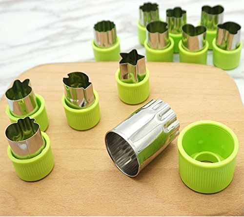 Fruit Vegetable Cutter Shapes Set, Mini Pie, Fruit And Cookie Stamps Mold, Cookie Cutter Decorative Food, For Kids Baking And Food Supplement Tools Accessories Crafts For Christmas, Green (12 Pcs) #TOP7
