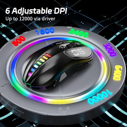 Image of Uciefy Z05 Wireless Gaming Mouse, Tri-Mode 2.4G /Blutooth /USB-C Wired Mouse,6 Programmable Buttons, 12000 DPI Optical Sensor, 16.8M RGB Backlit, Ergonomic Gaming Mouse for Mac, Laptop, PC (Black)