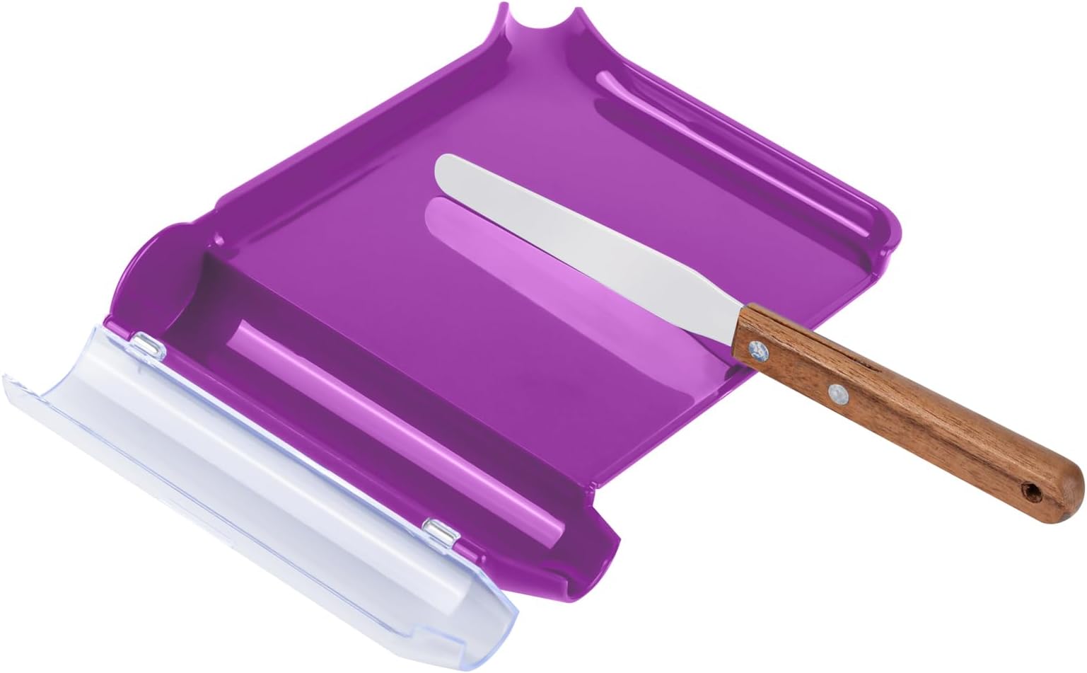 Medarchitect Right Hand Pill Counting Tray with Spatula (Purple - Wood Handle)