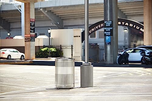 Image of Rubbermaid Commercial Products Classic Open Top Outdoor Trash Can, 51-Gallon, Round Stainless Steel, Garbage Bin for Mall /Stadium /Office /Lobby /Restaurant