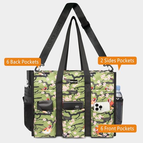 Image of TOPDesign Utility Water Resistant Tote Bag with 22 Pockets, Zipper Closure