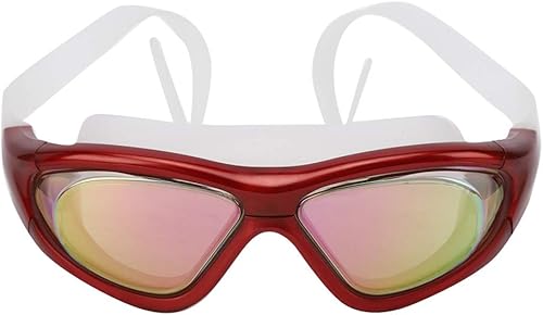 Pwshymi Gafas de natación de galvanoplastia de tamaño libre, gafas de natación antiniebla, correa ajustable para adultos, piscinaplaya