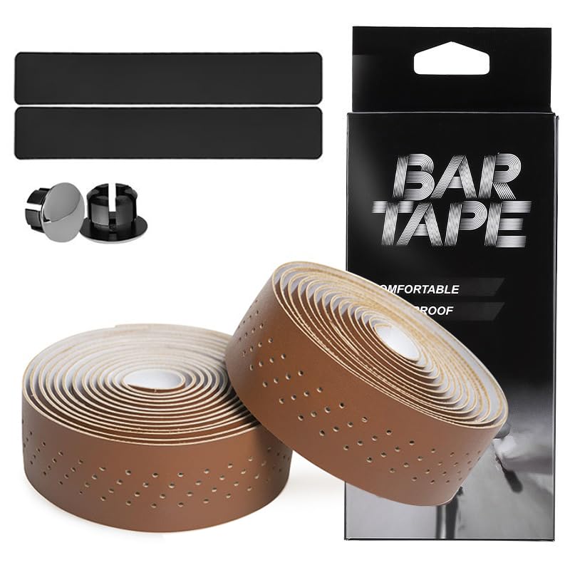 BBxunsless Cinta para manillar de carretera, correa antideslizante de piel sintética EVA, resistente al desgaste, equipo de conducción antideslizante (marrón claro)