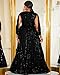 Women's Plus Size Flare Sleeve V Neck Side Split Sequin Formal Prom Dress Black