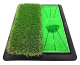 Golf Style ダフりチェック ゴルフマット ターフ跡が確認できる 2WAY ターフ芝+ラフ芝 ゴルフ 素振り アイアン スイング 跡がつく ショットマット 練習用 ゴムマット 34×44cm 単品 GS-r34tl2