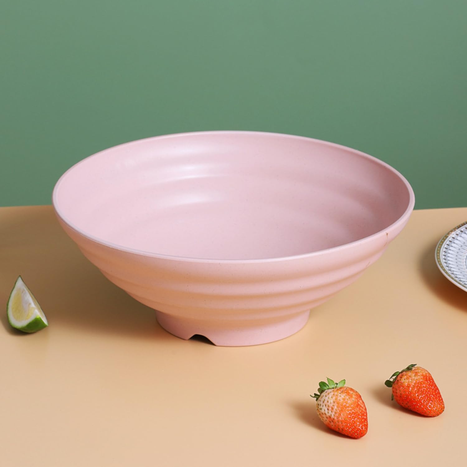 Solma Wheat Straw Ramen Bowl 2pcs Pink, Unbreakable Large Japanese Noodle Soup Bowl for Kitchen Serving Cereal, Salad, Pasta, Oatmeal, Popcorn, 44 oz(1200 ML) 1