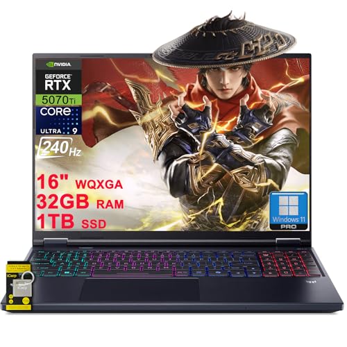 Image of acer Predator Helios Neo 16S AI Gaming Laptop 16 inch WQXGA OLED 240Hz (100% DCI-P3) Intel 24-core Ultra 9 275HX 32GB DDR5 1TB SSD GeForce RTX 5070 Ti DLSS4 (Up to 992 AI Tops) Win11Pro ICP Hub