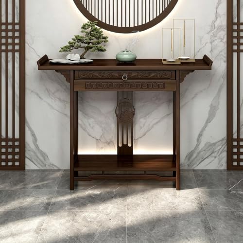 Consola de madera maciza con tallado de nubes mesa de salón vintage Zen 2