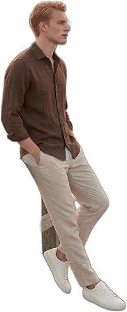 Buratti Keten Regular Fit Normal Bel D z Pa a Pantolon Erkek PANTOLON CF26S6110228