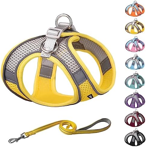 AIITLE Summer Pet Supply No Pull, Step in Adjustable Dog Harness with Padded Vest for Hot Weather, Easy to Put on Small and Medium Dogs Yellow S