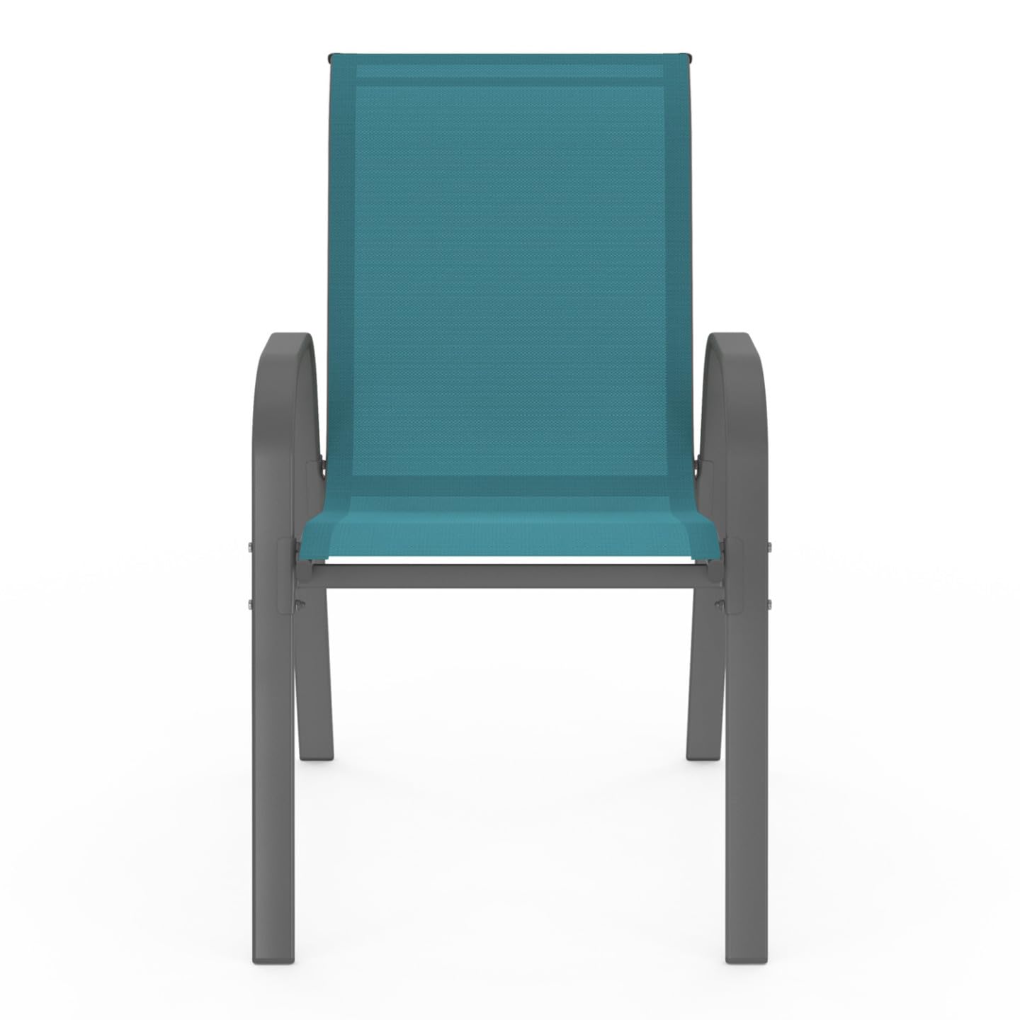 IDMarket - Lot de 6 chaises de Jardin LYMA métal et textilène empilables Bleu Canard