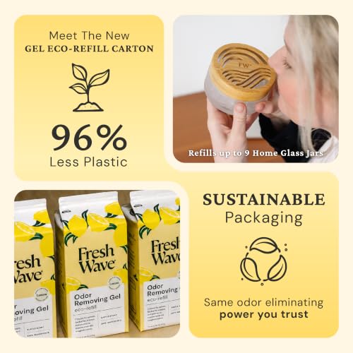 Image of Fresh Wave Odor Removing Gel 4-Pack Glass Jar & 63oz Refill, Lemon