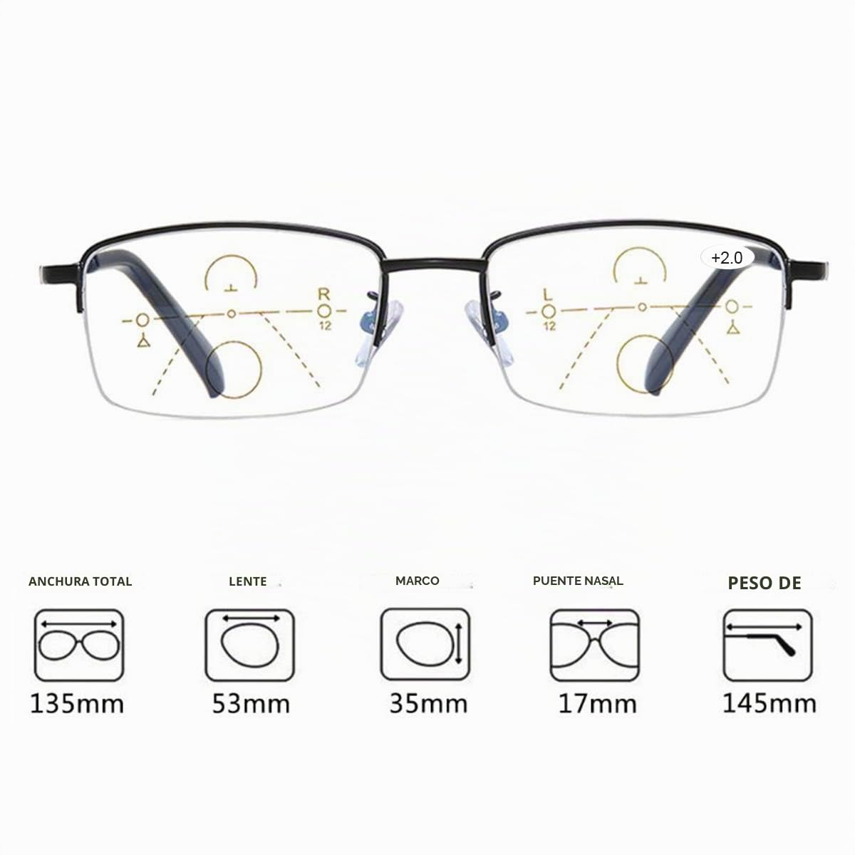 MIRYEA Multifocal Progresivo Gafas de Lectura Hombres Mujeres Computer Filtro de luz Azul de enfoque múltiple Presbicia Inteligente Anteojos Retro de Ligero Marco sin línea Lectores Antirreflejos