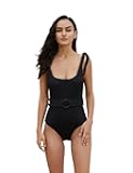 One Piece Swimsuits for Women with Belt Tie Shoulder Sleeveless Tummy Control Bathing Suits Beach Summer Outfits