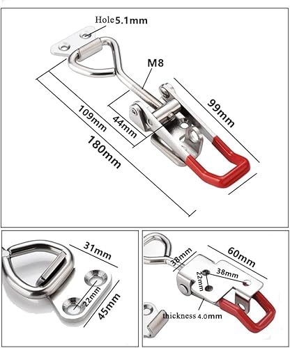 Miniatura 7 de E-TING Paquete de 2 abrazaderas de cierre ajustables 4003 para ahumador, 1322 libras, 1,322.8 lbs, capacidad de sujeción, pestillos de palanca