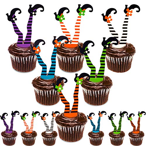 Whaline Halloween Cupcake Toppers Witch Boot Paper Cupcake Decora...