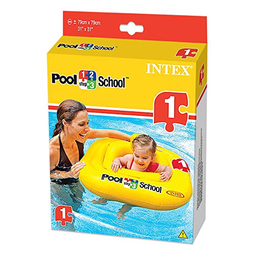 Intex 56587EU - Schwimmring mit Sitz Pool School Quadratisch, Vinyl, Gelb, 79x79 cm