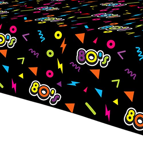Image of 80's Party Decorations Tablecloth, Disposable 80's Theme Party Supplies Table Cover, 80s Birthday Table Cloth Decorations Supplies, 3 Pack, 54in x 108in