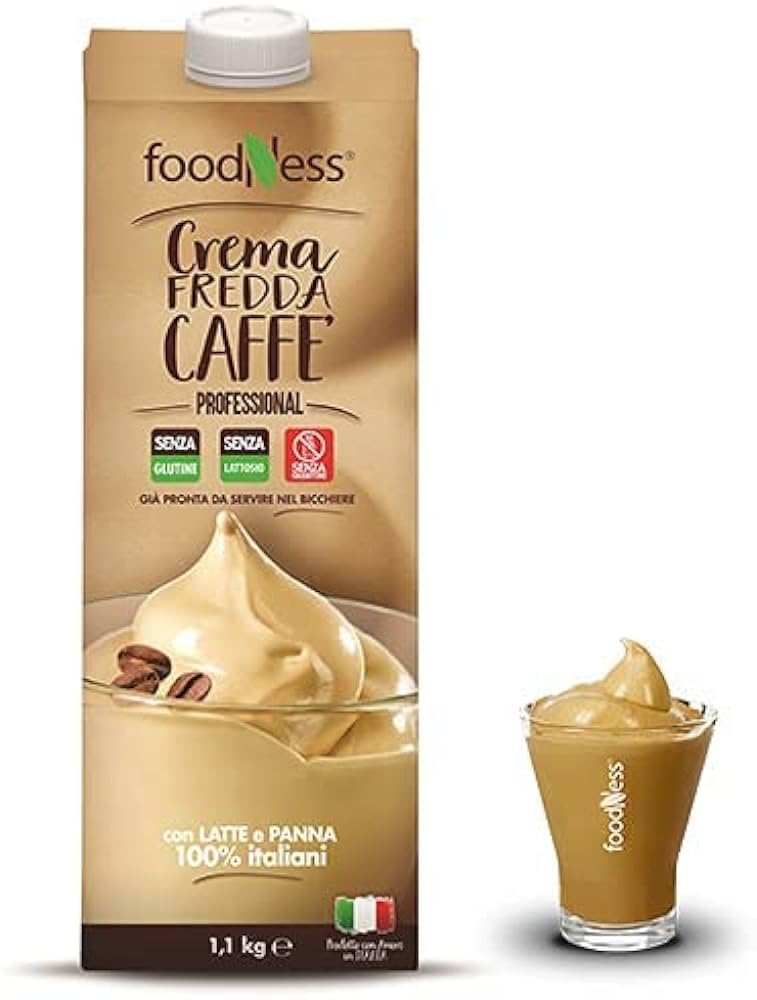 4 x Foodness Crema Caffè Senza Glutine e Senza Lattosio già pronta da versare 4 Brik da 1,1 Kg