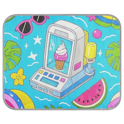 siphylline Summer Ocean Fruit Ice Cream Cartoon Blue Summer Cooling pet pad Self Cooling cat Bed for Outside for Hamster Indoors Removable Camas frias para Perros S