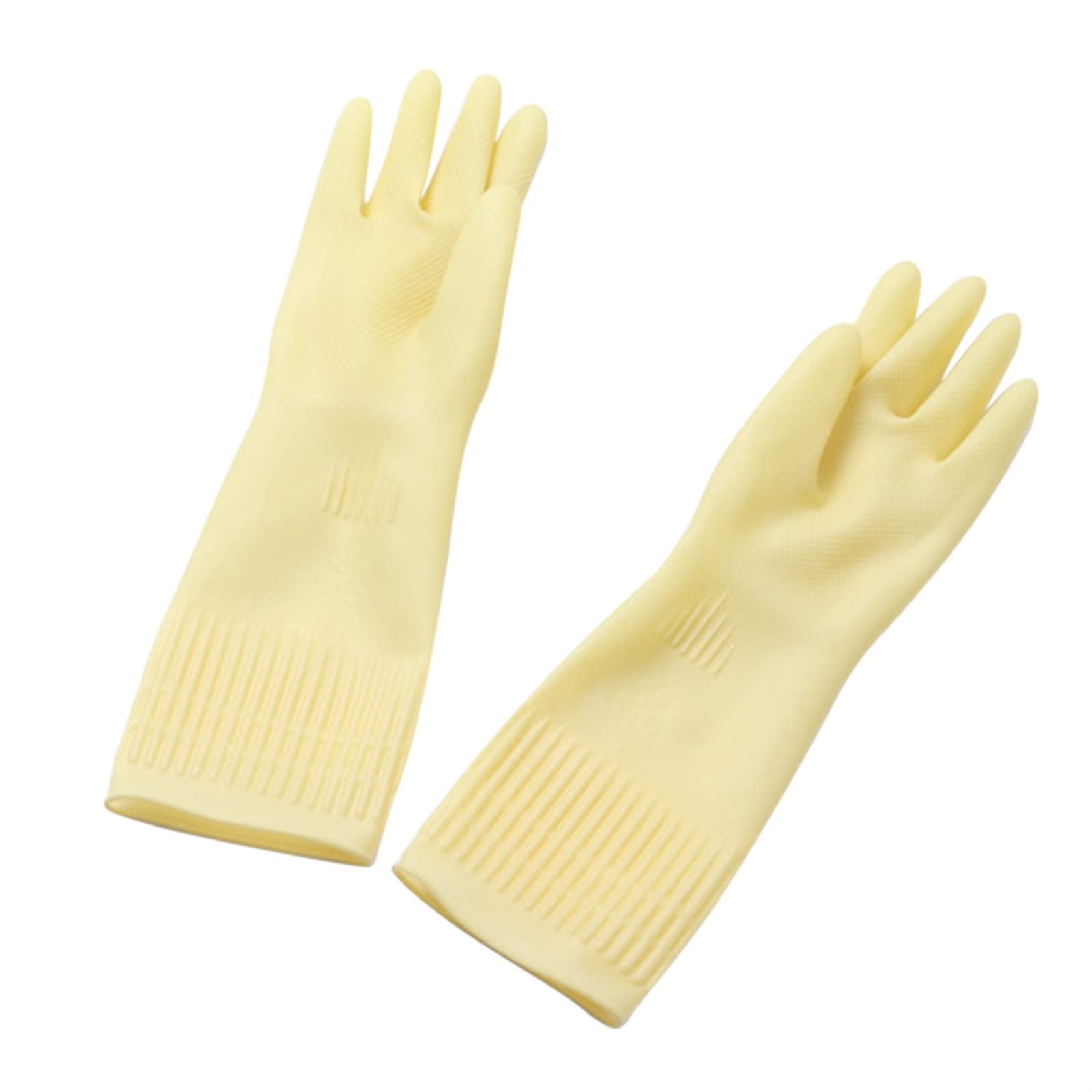 Guantes domésticos de lavado de caucho impermeable Kitchen Waterproof Long Sleeved Gloves Rubber Latex Gloves For Washing Dishes(Rosso)