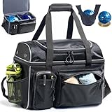 VIGEGARI Doppelschichtige Bowlingtasche für 2 Bälle mit 2 Ballbechern und Mikrofaser-Poliertasche – Tragetasche mit Taschen für Schuhe und Zubehör