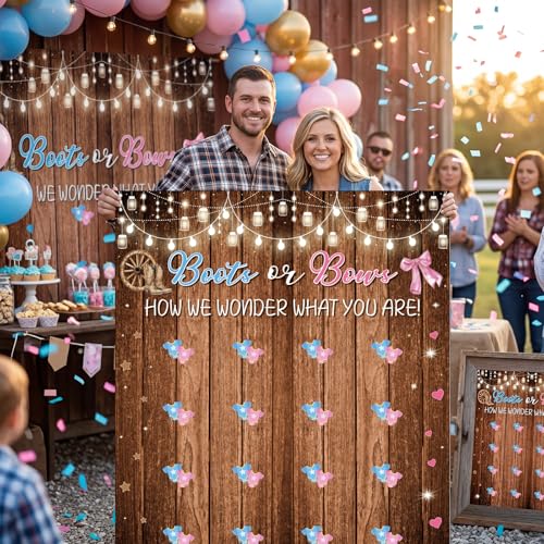 Shappy Boots or Bows Gender Reveal Game Set, 59in Boy Girl Vote Balloons by Shappy - Used condition - Image 5