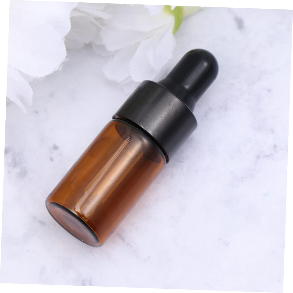 50pcs Glass Dropper Bottles Transparent Brown Essential Oil Sub Bottles with Tops for Toner and Cosmetic Storage and for Daily Use