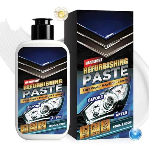 Adsfvs Limpiador de Faros,Pasta Renovadora Faros Coche 100 g,Pasta para Pulir Faros - Mantenimiento Arañazos Reparación Oxidación SUV Vehículo Sedán Camión Exterior Garaje