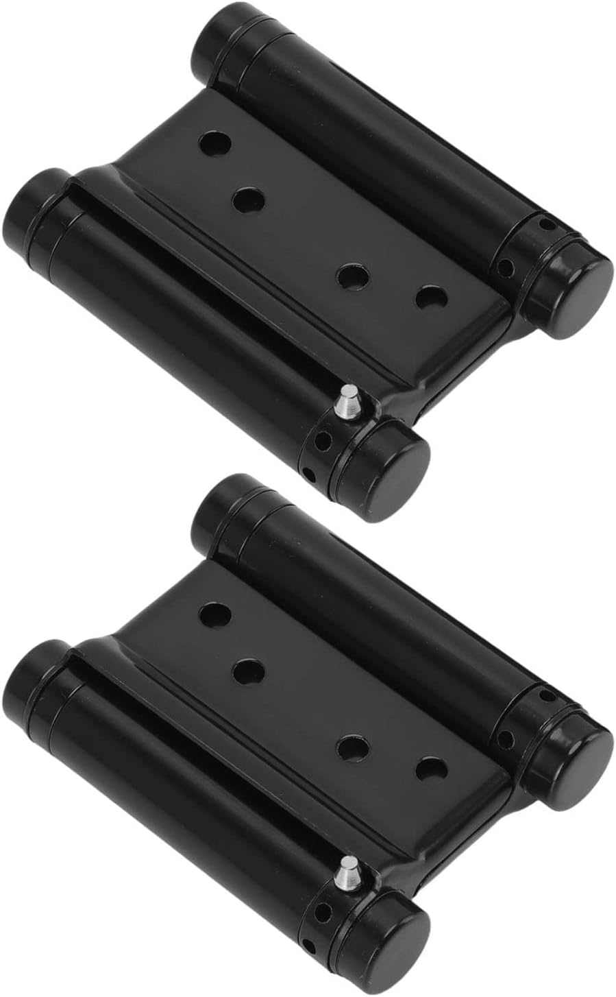Stainless Steel Double Action Spring Hinge, Auto Close Door Hinge for Fence Gate, Black Plated Two Way Swing Door Hinge with Screws and Adjustment Tool for Cabinets Wardrobe