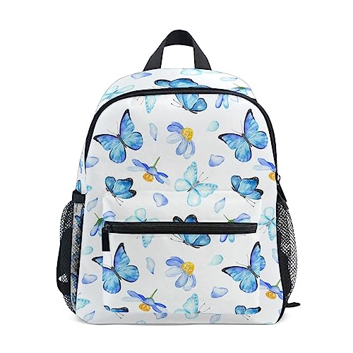 Sac à dos pour enfant bleu A1549 petit sac école maternelle papillons
