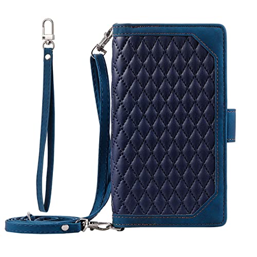 Housse de porte-carte antichoc en cuir bleu pour iPhone 15 14 13 Pro Max à rabat