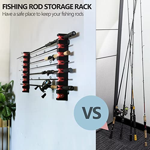 Thkfish Fishing Rod Rack Store 8 Fishing Rod Holders Rod Rackwall Mount Horizontal Fishing Pole Holders For Garage Room, Boats Store 8 Fishing Rod Combos,1Pair Grey #TOP4
