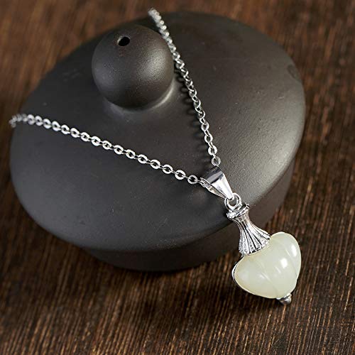 XAYN Chinese Style S925 Sterling Silver Pendant Necklace and Tianyu White Jade Heart-Shaped Clavicle Chain Ladies High-End Necklace Pendant Pendant Accessories