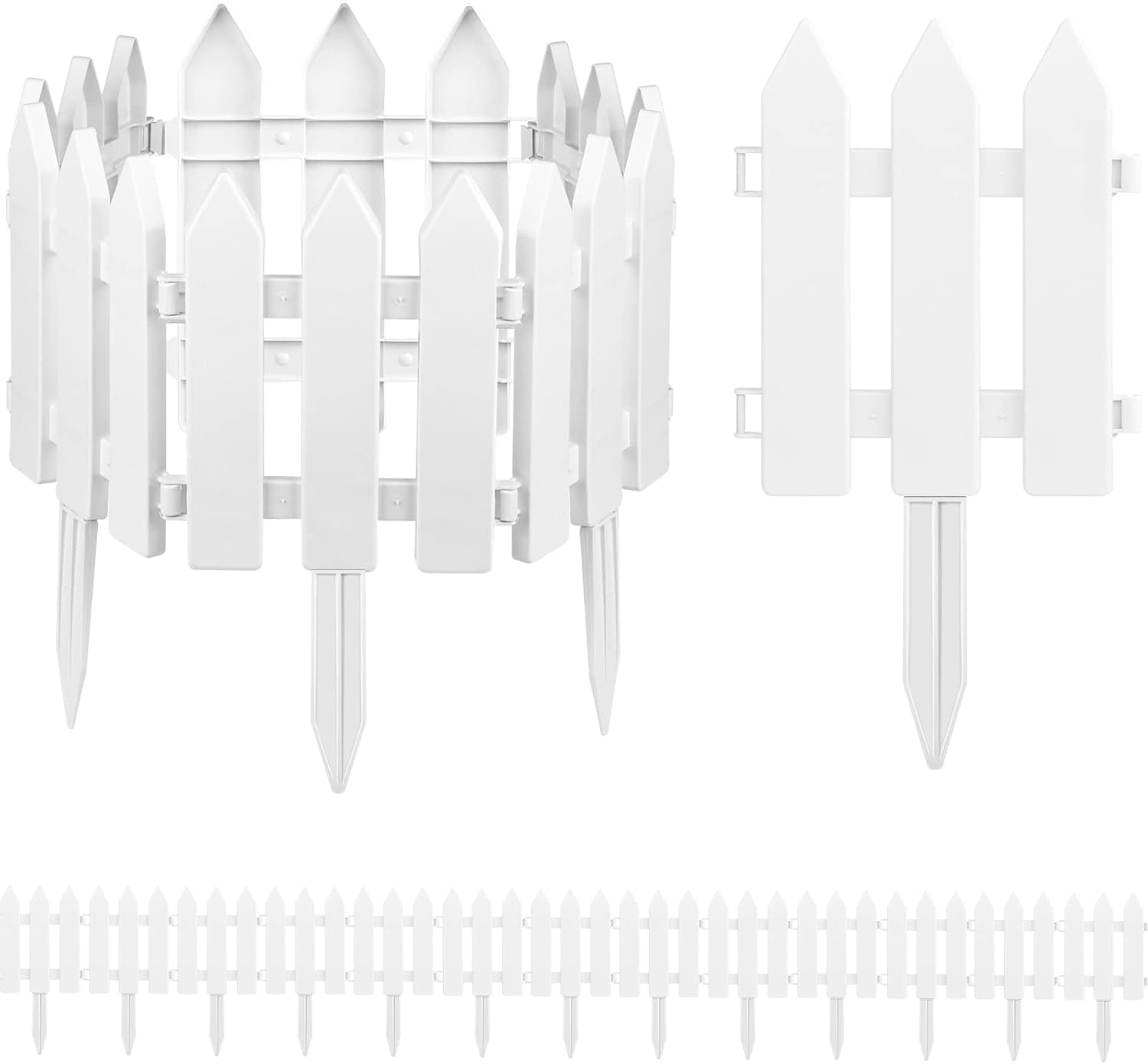 PLULON 18 Pieces Garden Fence with 18 Pieces Fence Insert